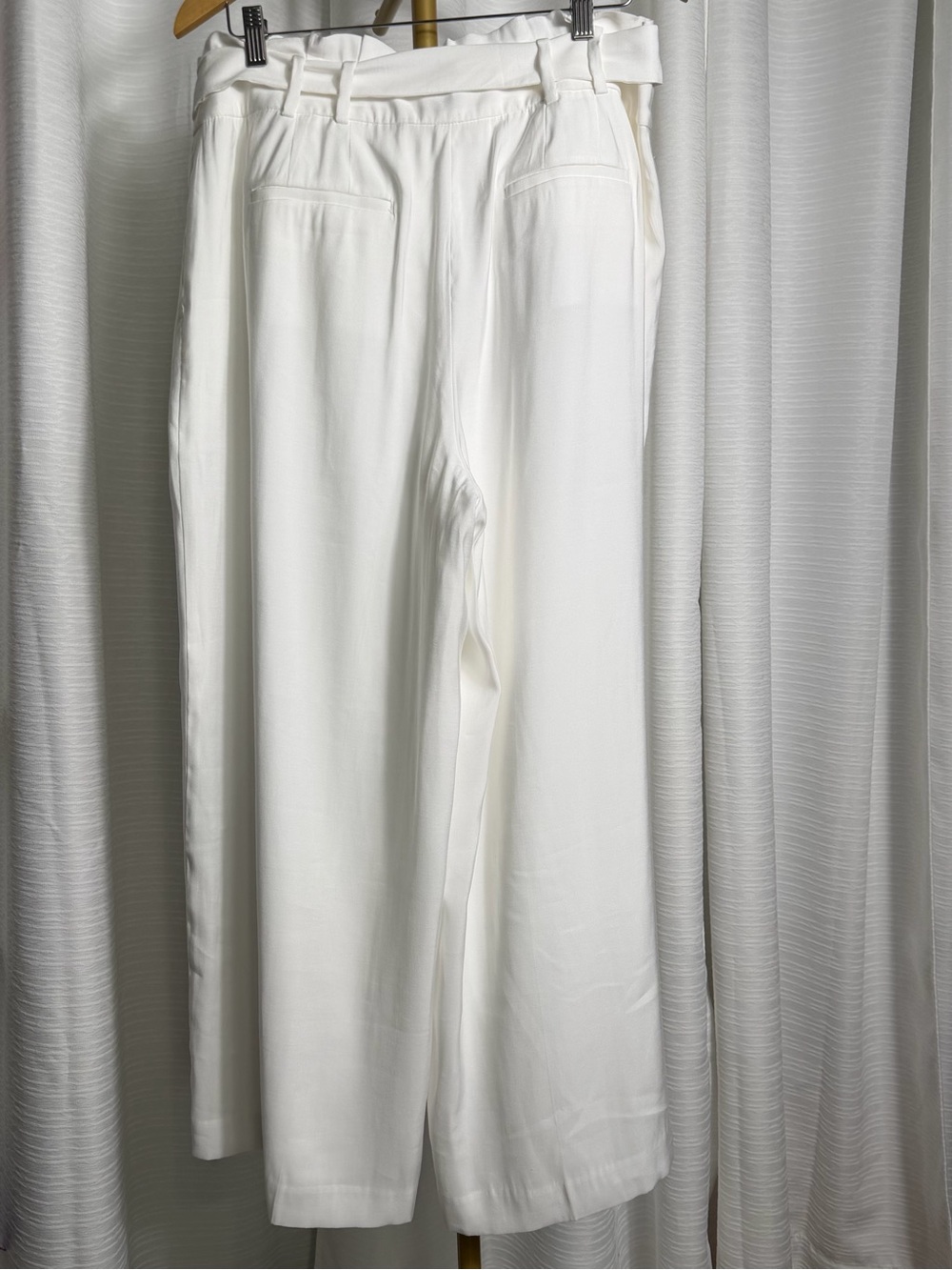 Talbots White Paperbag-Waist Wide-Leg Pants with Tie Belt - Picture 2 of 8